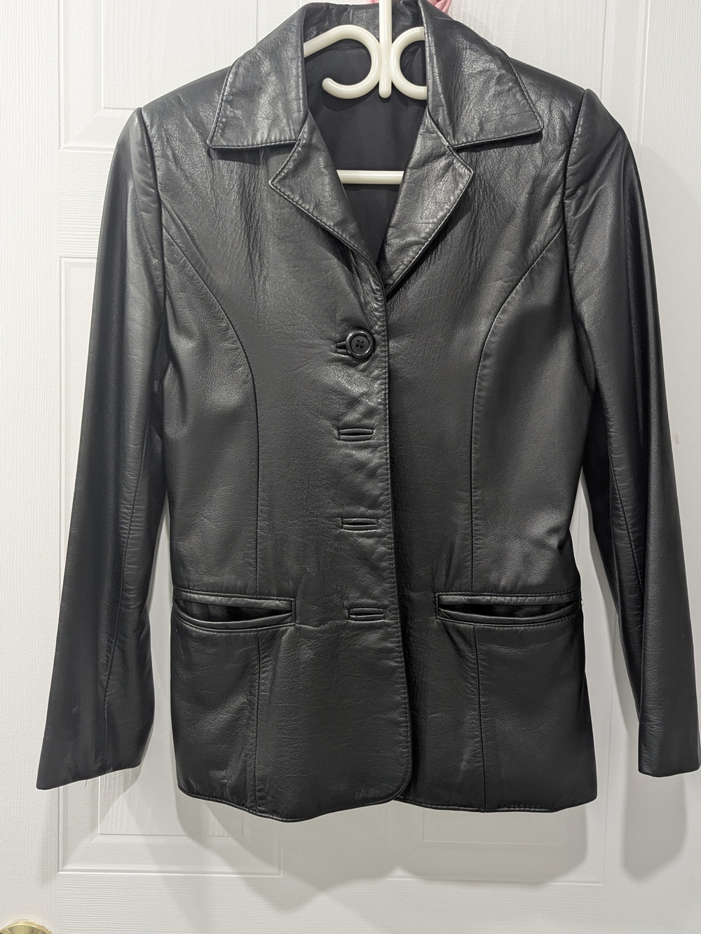 Black Women's Authentic Leather Blazer Jacket